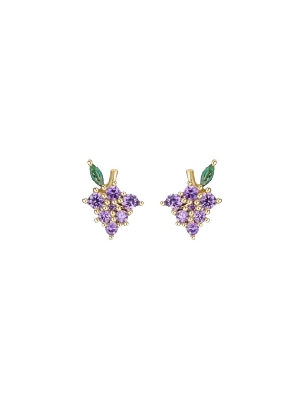 Dainty Rhinestone Grape Studs